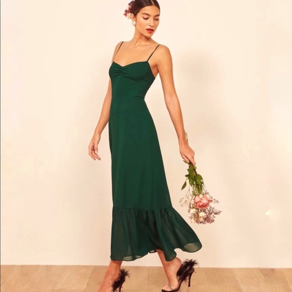 🍭🍭Sale🍭🍭 Reformation Emersyn Dress in Emerald - Picture 2 of 16